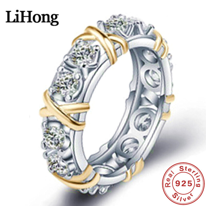 Роскошное женское серебряное кольцо, обручальное кольцо с цирконием класса ААА для женщин, ювелирные изделия для помолвки, 2 цвета на выбор