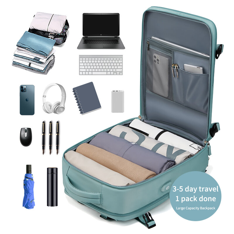 Ransel Laptop wanita, ransel sekolah pengisi daya USB 15.6 inci untuk perempuan remaja, tas sepatu independen, tas ransel perjalanan luar ruangan