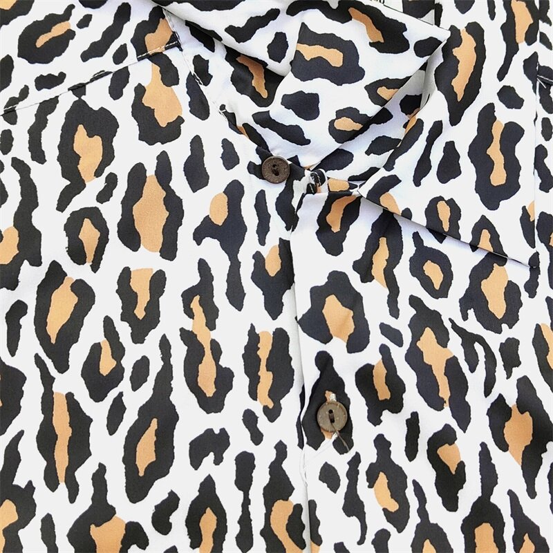 WACKO MARIA-Camisa clássica estampada leopardo para homens e mulheres, tops retrô de manga curta, camisa havaiana de alta qualidade