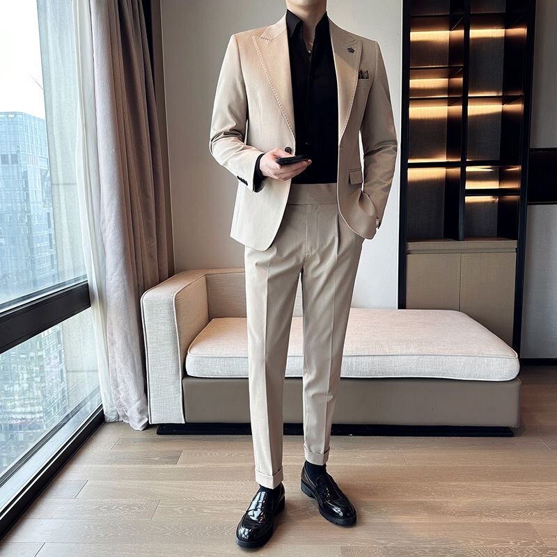 51 Suit collar jacket Korean style trendy casual suit engagement dress two piece suit