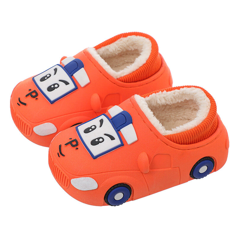 Pantuflas мультяшная детская хлопковая обувь зимняя новая плюшевая домашняя обувь для мальчиков теплые хлопковые тапочки для девочек модная детская обувь для автомобиля
