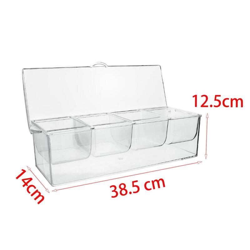 Chilled Condiment Server with Lid with 4 Removable Compartments Kitchen Ice Serving Tray for Outdoor Salad Seafood Meats Shrimp