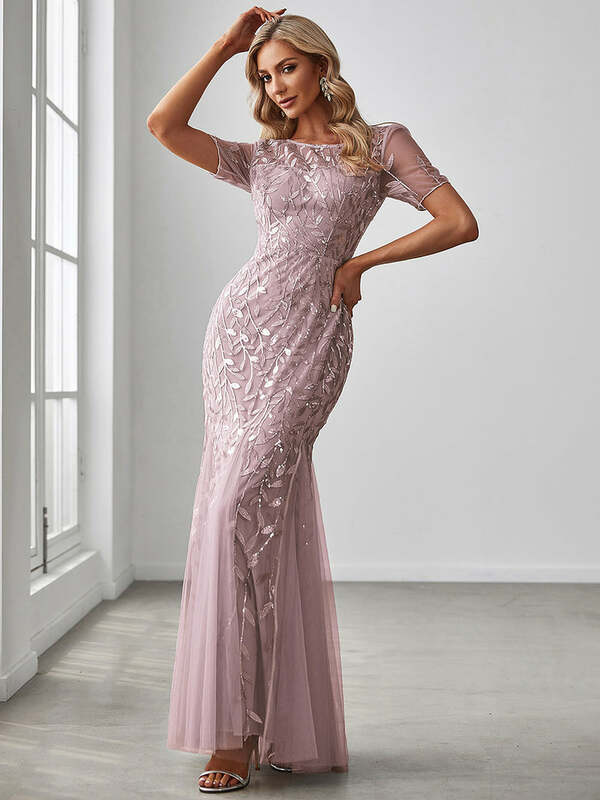 Gaun malam elegan gaun Tulle ekor ikan motif payet untuk pesta 2024 gaun pengiring pengantin tulle payet ungu cantik