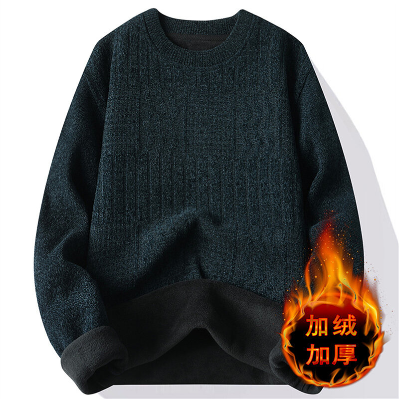 Nowy męski sweter z okrągłym dekoltem sweter oversize zimowy gruby ciepły moda z dzianiny męski jesienny sweter z dzianiny w stylu Casual