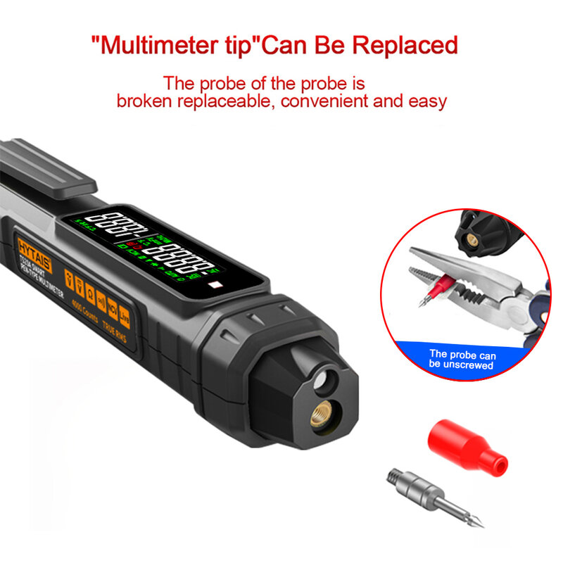 Multímetro Digital Inteligente 6000 Contagens Sem Contato Alta Precisão Tensão Detector Caneta Auto Range Capacitância OHm NCV Tester