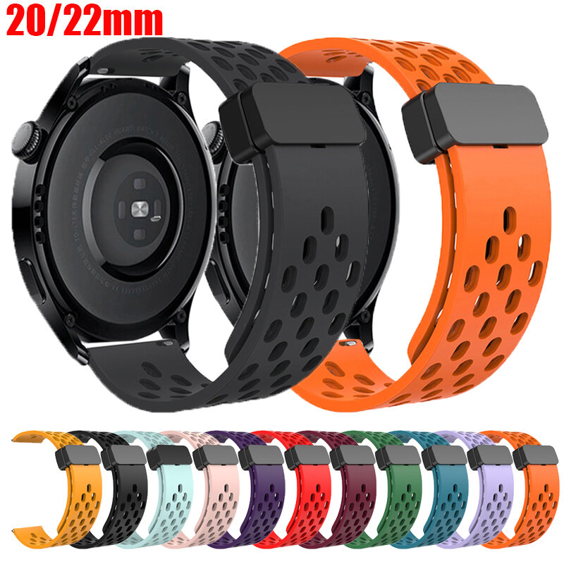 22mm 20mm Magnetic Strap for Samsung Galaxy Watch 4 5 6 5Pro 4/6 Classic Active 2 Silicone Band for Amazfit Bip 3 Huawei GT2 GT3