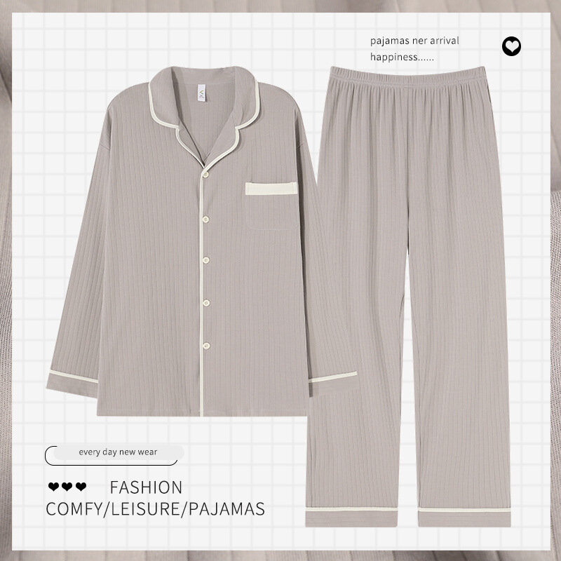 Cotton Pijama for Men 2 Pieces Lounge Sleepwear Pyjamas Plaid Spring Home Clothes Man PJs Cardigan Pajamas Set pijamas for men