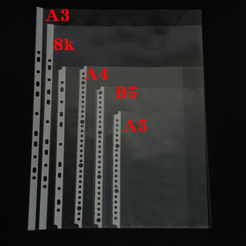Saco de PVC transparente para documentos Pasta Ring Binder Protetores de folhas A3 Organizador de papel A4 A5 Clear File Bag Saco de documentos