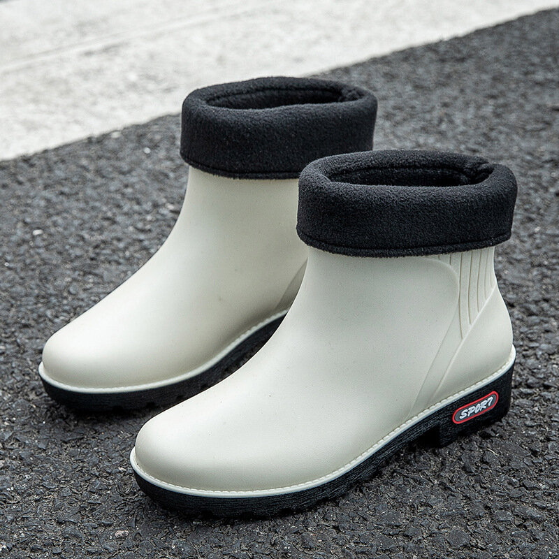 รองเท้าบูทหน้าฝนสำหรับผู้หญิง Thicken กันน้ำ Unisex Anti-Slip Rain รองเท้า Garden รองเท้าแรงงานล้างรถยางรองเท้า