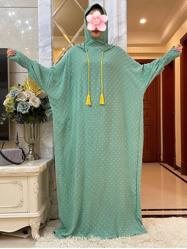 Nowa saudyjska Abayas muzułmańska odzież modlitewna Ramadan z kapturem Jalaba jednokolorowa na co dzień rękaw w kształcie skrzydła nietoperza arabska orientalna szata Eid