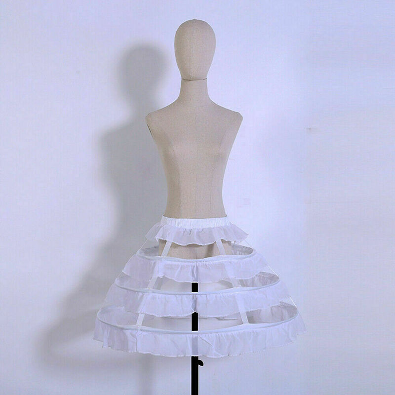 3 Hoop White Black Petticoat Skirt Lolita Short Underskirt Crinoline Adjustable