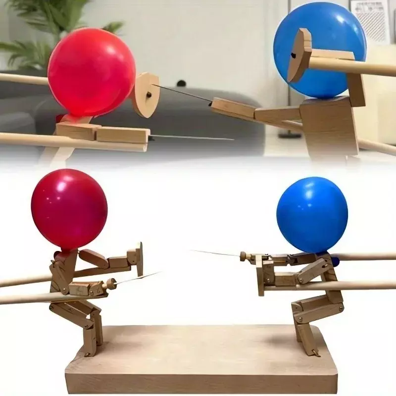 Figura de acción de bambú para niños, juguete de batalla de hombre de madera, juego de mesa de combate, divertido