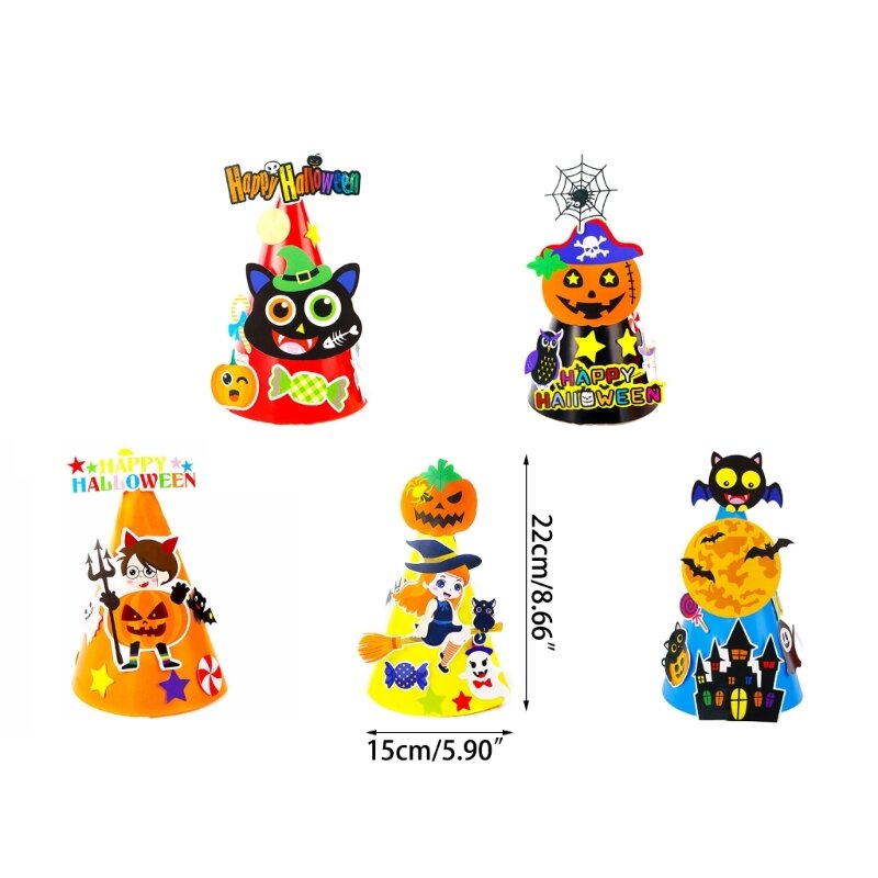 127D Halloween Pointed Festival Handmade Hat Preschooler DIY Hat Material Art Class Teaching Props Toddler Holiday Decors
