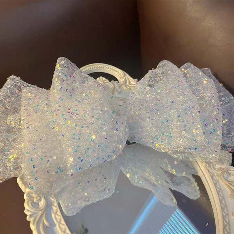 For Girl Mesh Sequin For Women Headdress Hairpin Big Bow Spring Clip Korean Style Barrettes Hair Accessories Ponytail Holder