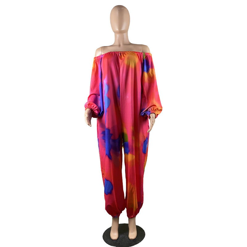 Plus Size Women Jumpsuit 2022 Summer Tie Dye One Piece Outfits Casual Lady Sexy Long Sleeve Clothing Fall Fashion Club Pants