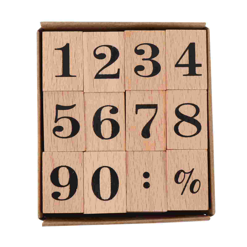 Set di timbri in legno timbri fai da te numero Scrapbook Seal Planner Craft numeri arabi artigianato per bambini