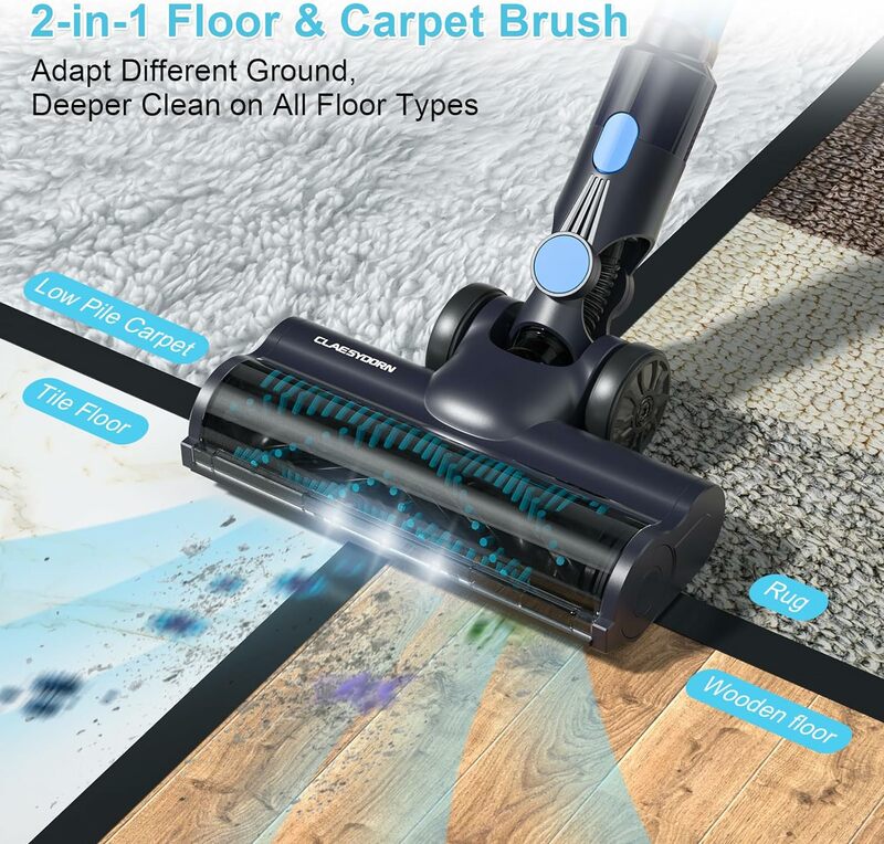 Cordless Vacuum Cleaner, 250W/21Kpa Up to 40mins Runtime Handheld Vacuum Cleaner for Hard Floor Pet Hair Home Car