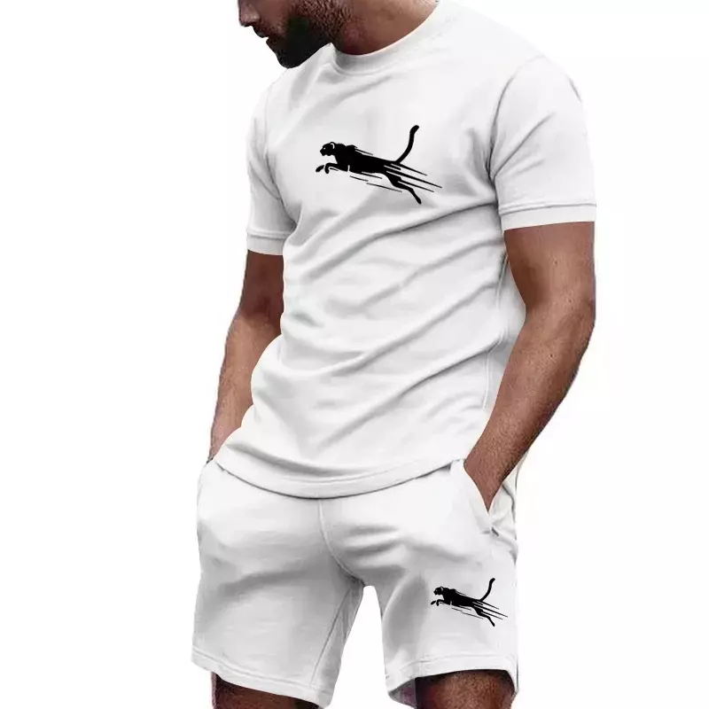 남성용 통기성 반팔 티셔츠 및 반바지 2 종 세트, 힙합 캐주얼 피트니스 조깅 운동복, 여름 인기 판매