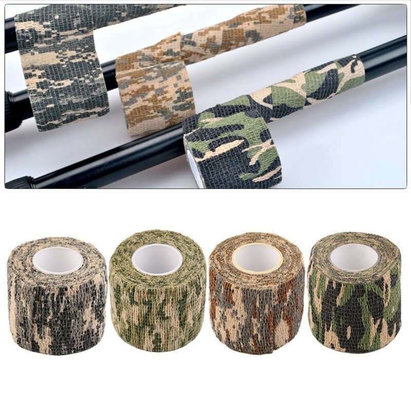 1pc Camouflage Invisible Tape Form riutilizzabile Self Cling Camo Hunting Rifle Fabric Elastic Wrap Tape Army Outdoor Hunt accessori