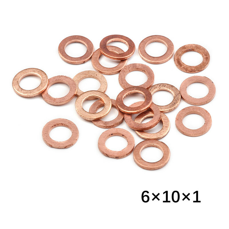 Arandela de cobre sólido con anillo plano, arandelas espaciadoras, Hardware de sujeción de 10x14x1MM, 20/50 piezas, M6, M8, M10, M12, M14, M16, M18, M20.