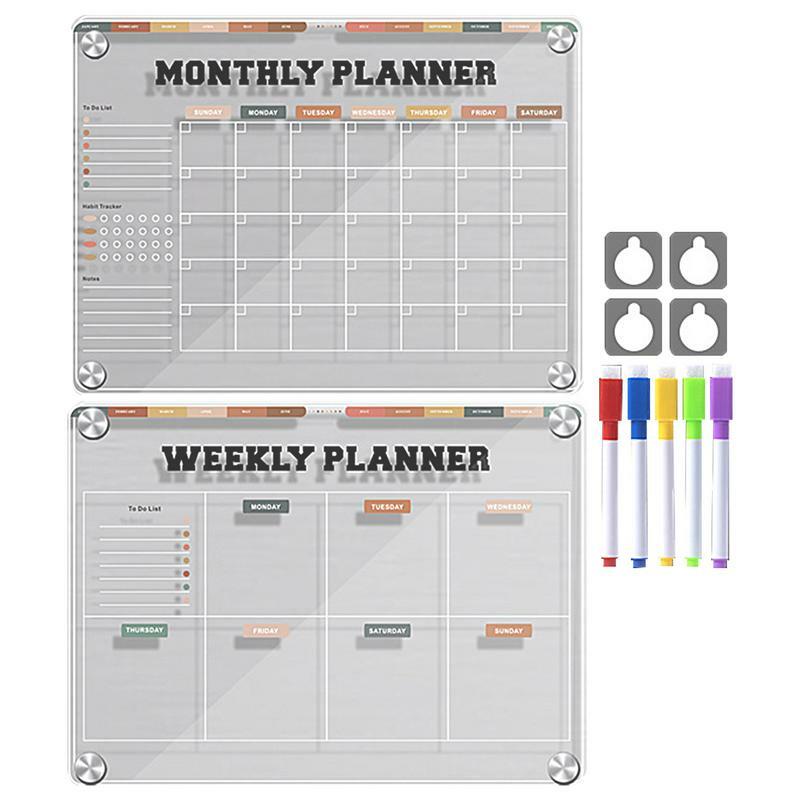 Calendário magnético transparente para geladeira, Dry Erase Board, Refrigerador WhiteBoard, Small Planner, Schedule Board to Do List