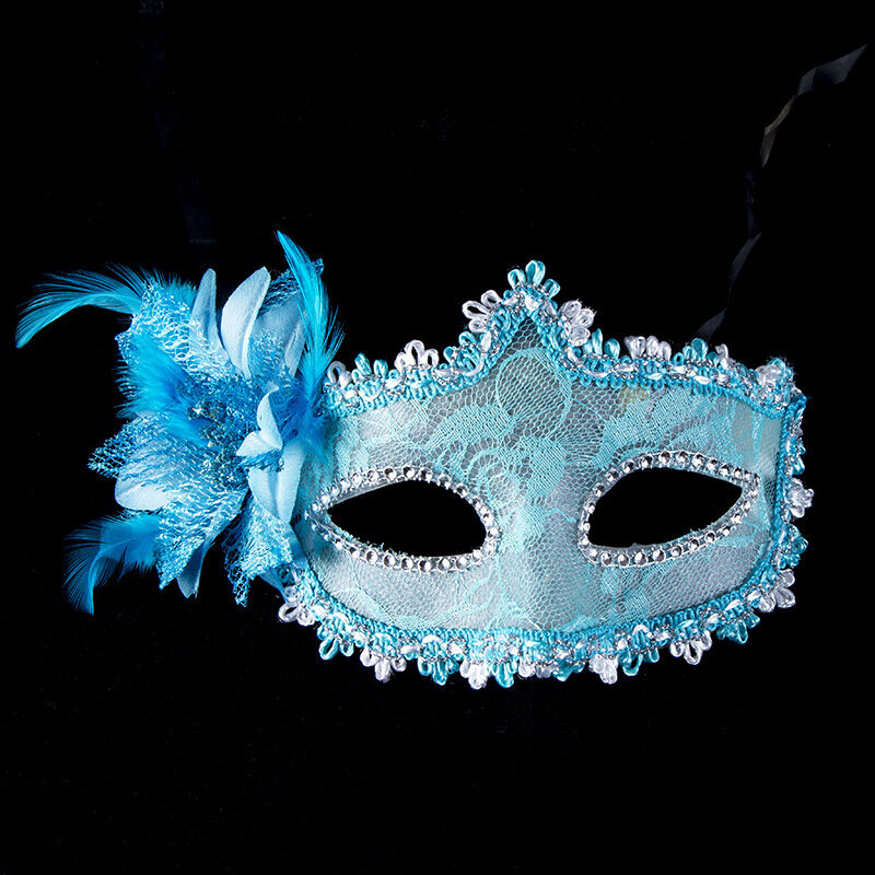 女性用フェザーレースフラワー仮面舞踏会マスク、ブラックアイマスク、セクシープリンセスマスク、ハロウィーンパーティー、ファンシードレス、コスチュームアクセサリー