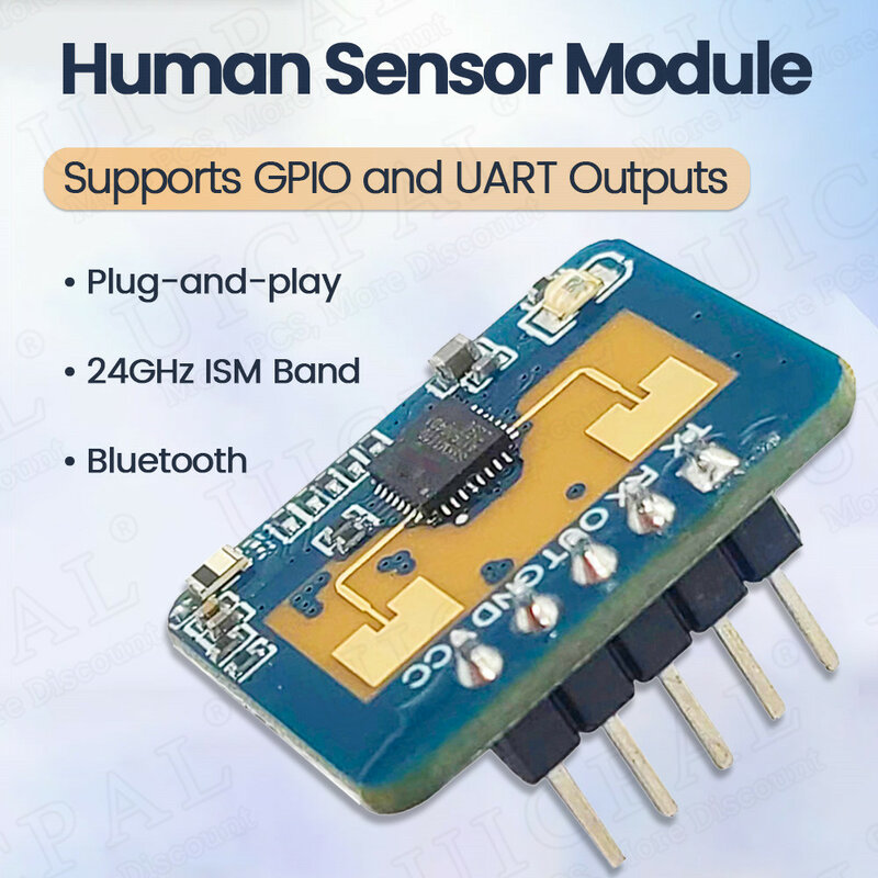 Sensor de presencia humana LD2410C, módulo de inducción de Radar de onda FMCW de 24GHz, sensores de detección de latido del cuerpo, alta precisión