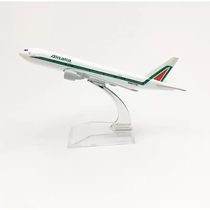 Avión de aleación a escala 1/400, Boeing 777, Alitalia, 16cm, modelo B777, juguetes de decoración, colección de regalos para niños