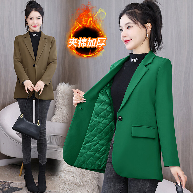 Blazers de escritório preto jaqueta feminina outono coréia manga longa lapela topos feminino casual coringa pequeno terno frito blazers rua casaco