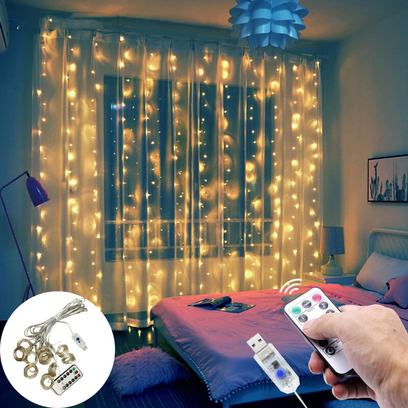 LED Fairy String Curtain Lights, ornamento de Natal, guirlanda festão, decoração para casa, ano novo, Natal, 2022, 3m, 2023