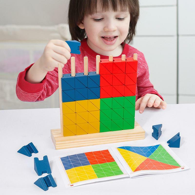 木製の形をした並べ替えと積み重ねのおもちゃ、3D列、照合のおもちゃのビルディングブロック、就学前の細かいモーターのスキル、子供と幼児