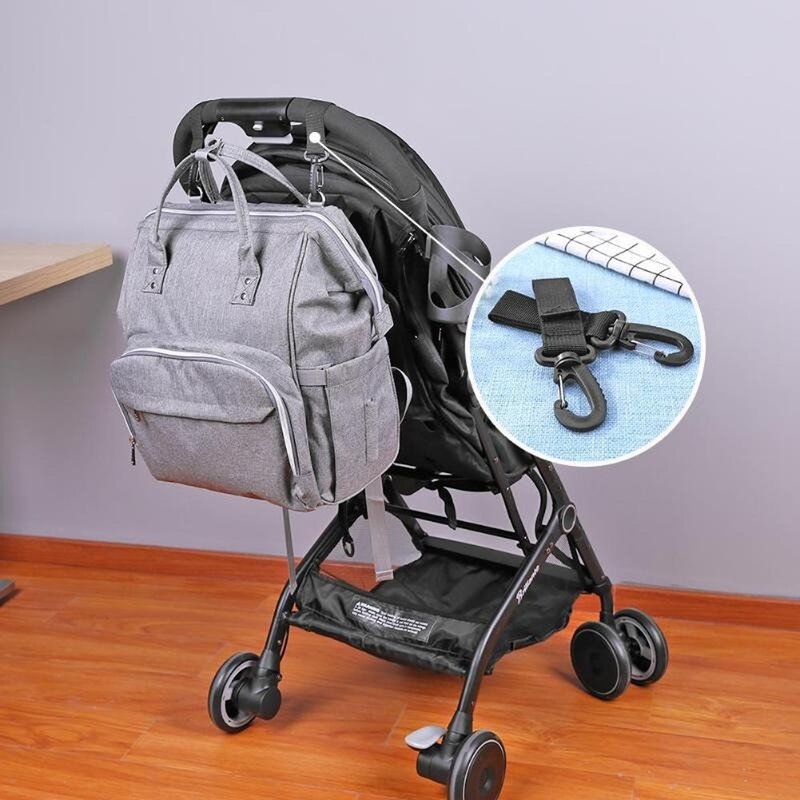 Gancho para carrinho de bebê, cabide para bolsa em carrinhos de bebê e cadeiras de roda com clip