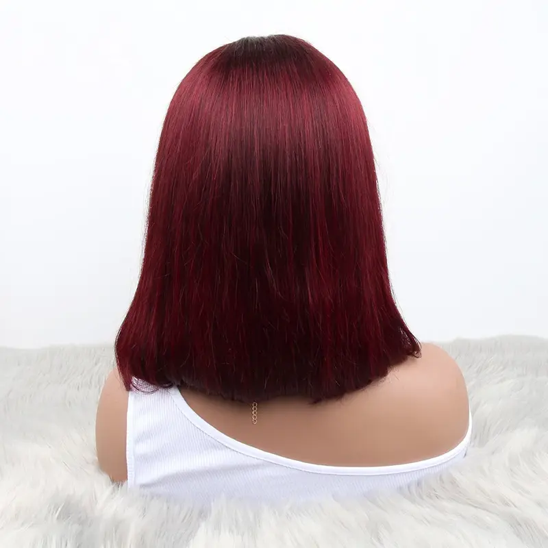 MARRYU-peruca de cabelo humano pré-arrancada, perucas de Borgonha Lace Front Bob, curto e reto, 13x4 Lace Frontal, 99J Color, peruca pré-arrancada, Liquidação