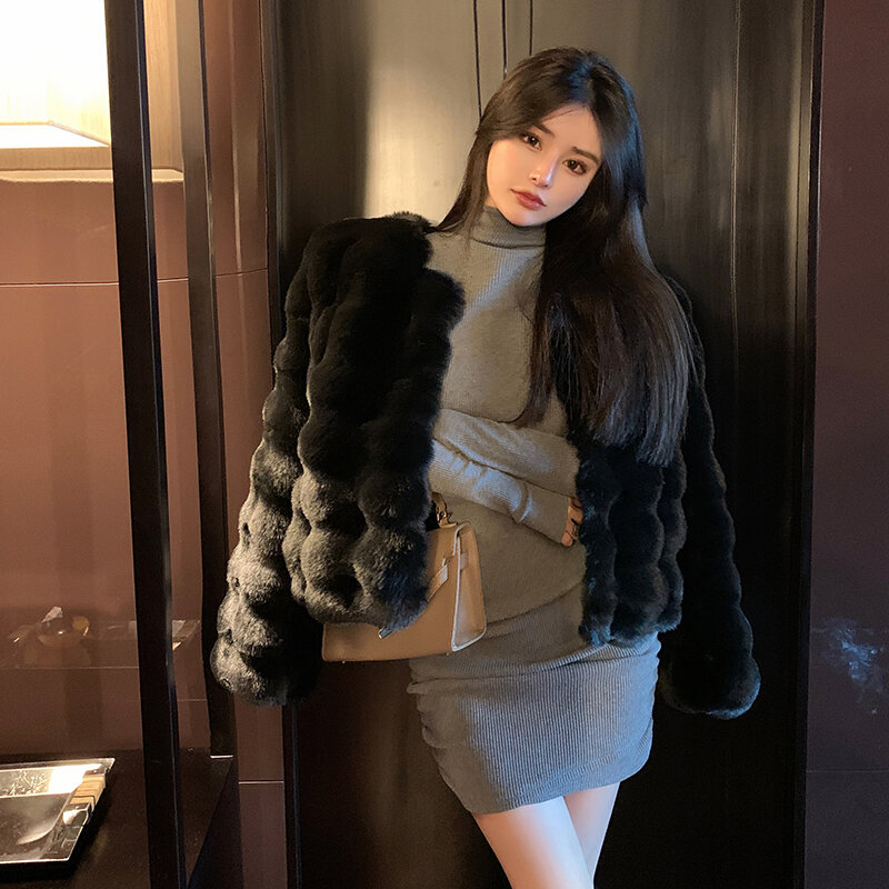 Новинка 2023, белые женские пальто из искусственного меха, корейская мода, горячая Распродажа, свободная теплая укороченная зимняя куртка с длинным рукавом для женщин