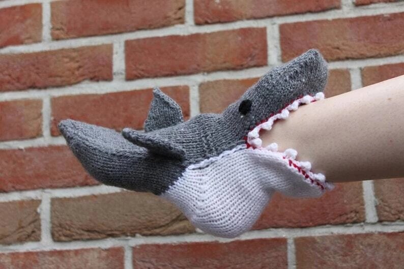 Weihnachts geschenk Hai Fisch Chamäleon stricken Krokodil Socken Winter warme Bodens ocke für Männer Frauen