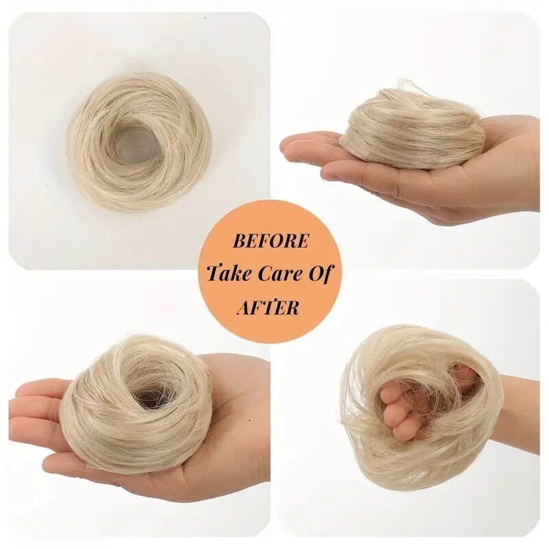 Bun de cabelo reto para meninas, fibra natural e confortável, resistente ao calor, acessórios para perucas, fácil de usar