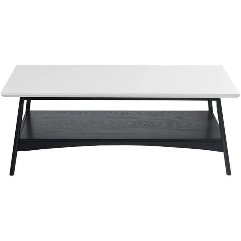 Madison Park Parker Table Modern Mid-Century Accent Living Room Furniture, 48" W x 24" D x 17" H, Off-White/Black