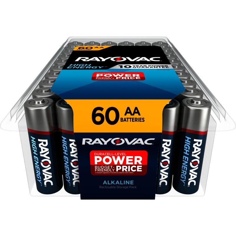 Rayovac baterías AA de alta energía, paquete de 60, baterías dobles A
