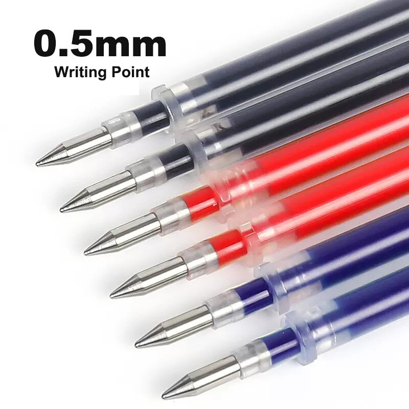 Deli 20 buah/lot pulpen Gel isi ulang 0.5mm tinta hitam merah biru warna isi ulang menulis tanda tangan perlengkapan alat tulis sekolah hadiah inti pena