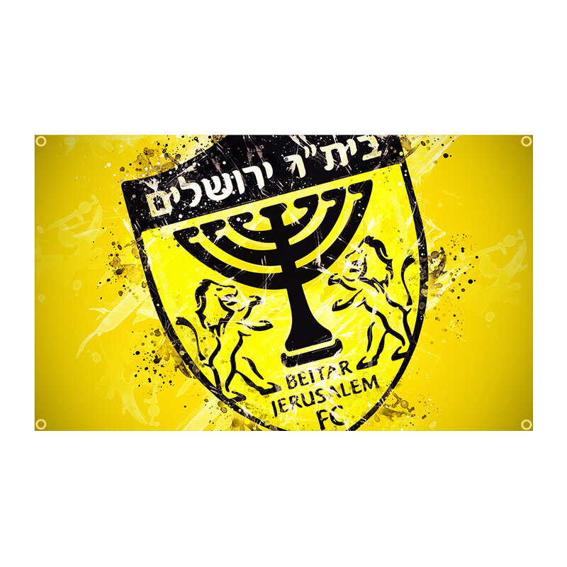 Bandeira impressa do poliéster para a decoração, metade FC Beitar, Jerusalém, metade bandeira de Israel, jogo de futebol, casa, exterior, 90x150cm