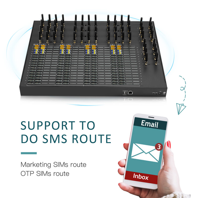 Fast sending speed SMS 4G Lte 64 Ports 256 Sim Slots Sms Gateway Sim Machine Sms Marketing Device API SMPP HTTP For Bulk SMS
