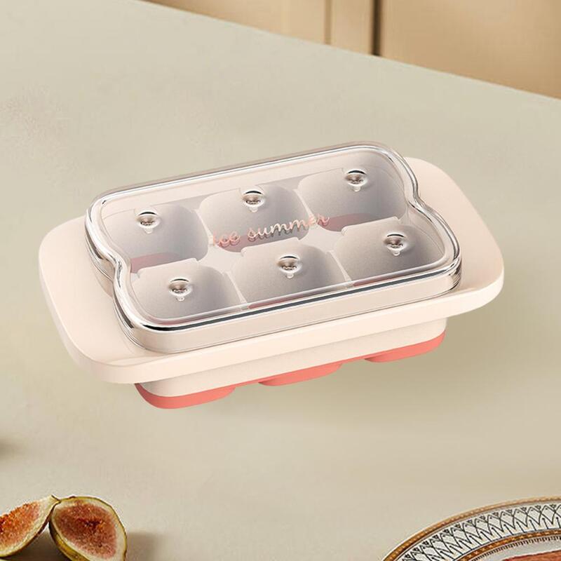 Non-stick Ice Tray Non-stick Silicone Ice Cube Tray with Lid for Energy Drinks Baby Food 6 Compartment Leak-proof for Coffee