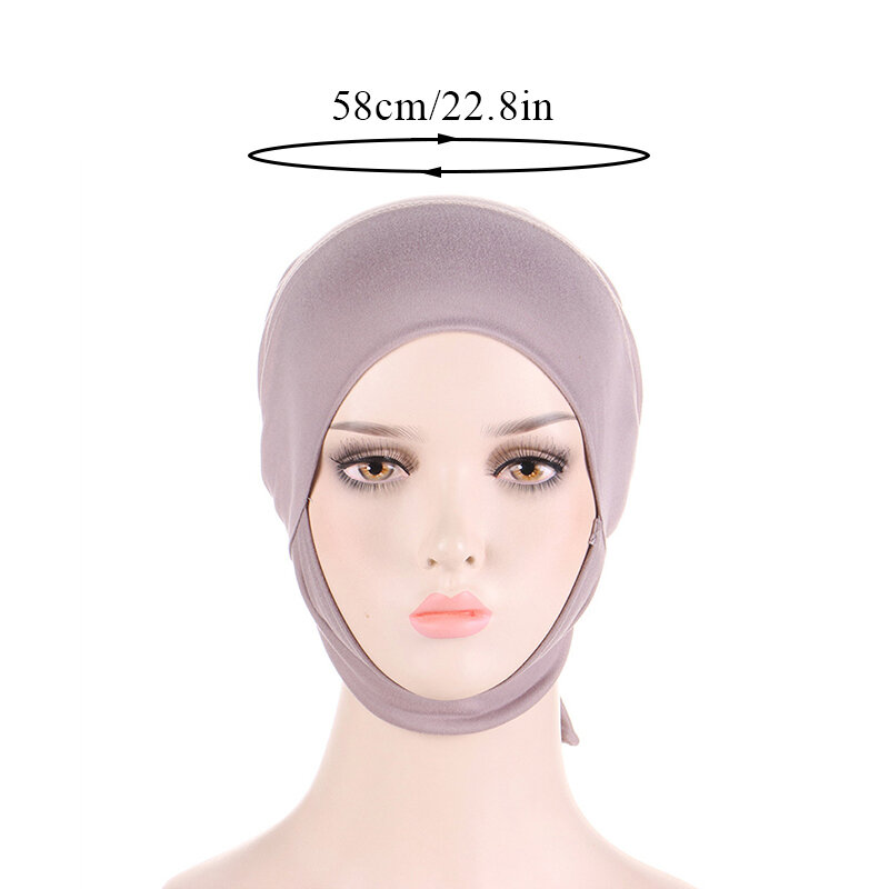 새로운 핫 솔리드 컬러 라마단 이슬람 여성 히잡 저지 캡 탄성 전체 커버 이슬람 스카프 이슬람 모자 언더 스카프 Turbante Mujer