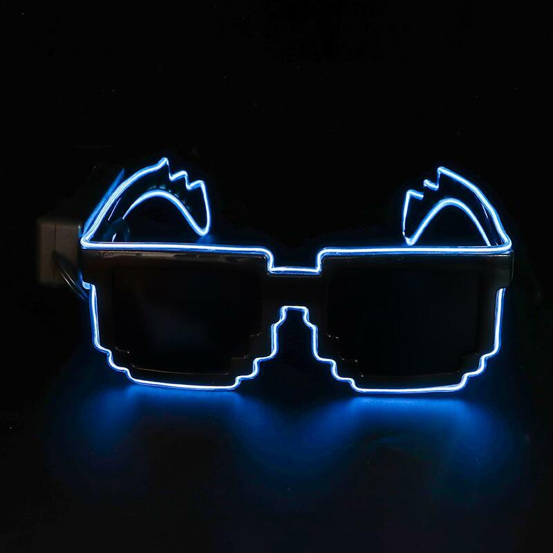 Gafas LED de mosaico para Halloween, Navidad, cumpleaños, neón inalámbrico, fiesta, clubes nocturnos, gafas de luz LED que brillan en la oscuridad