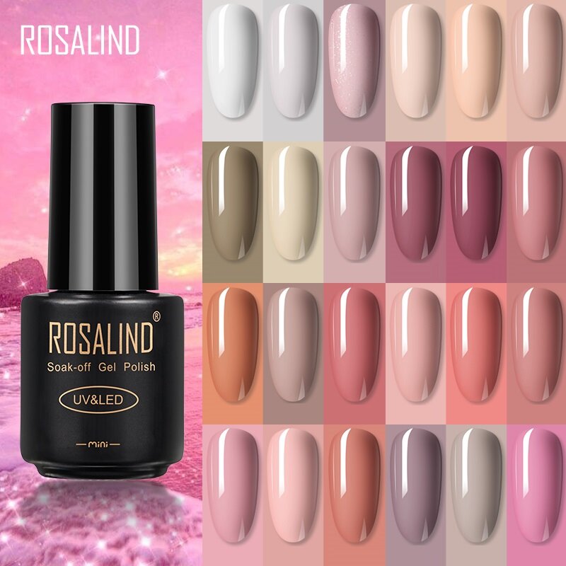 ROSALIND-esmalte de Gel semipermanente para uñas, Gel semipermanente para manicura, con lentejuelas de colores, Color rosa y Nude