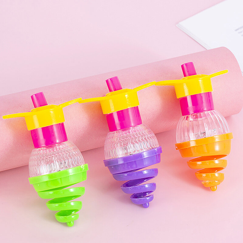 Innowacyjny średniej wielkości żyroskop sprężynowy świecąca zabawa migający żyroskop gruntowy z wyrzutnią prezenty dla dzieci