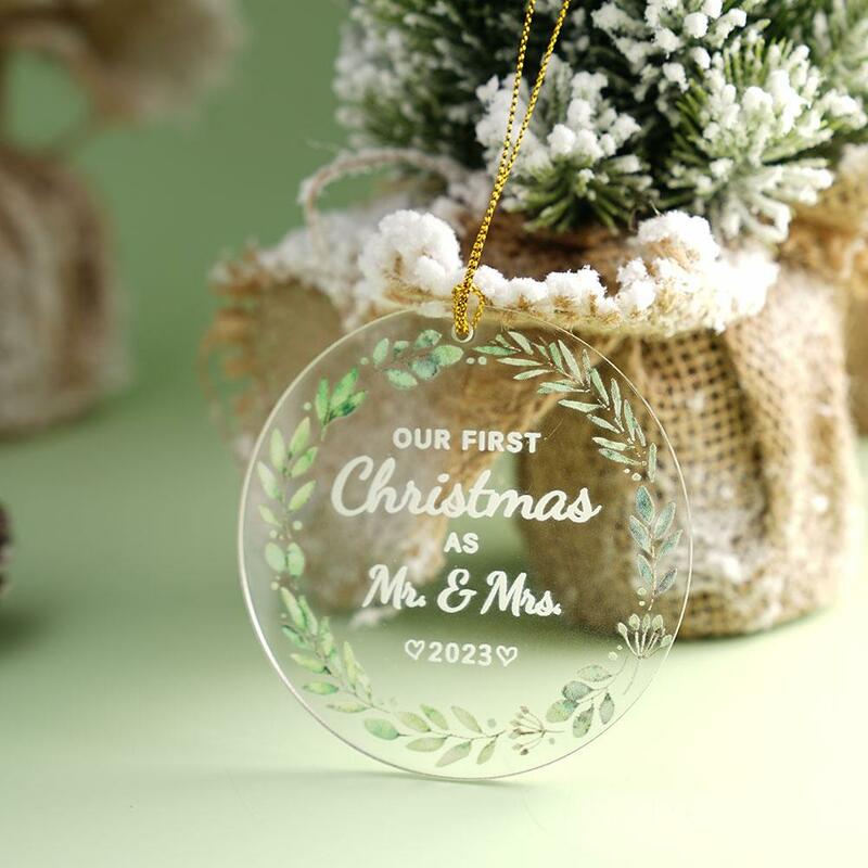 شجرة عيد الميلاد زخرفة معلقة واضحة ، حلية قلادة ، هدايا العيد ، حفلة ، زفاف ، هدية ، 2023