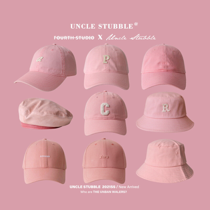 Pink hat,Korean East Gate,girl heart,beret,pink baseball cap,sunscreen,fisherman hat,girl