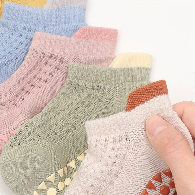 Lawadka-calcetines finos de malla para bebé, niño y niña, medias informales antideslizantes para el hogar, 4 pares