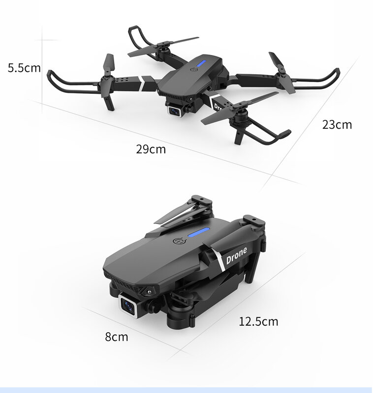 Drone Profesional E88 Kamera HD Sudut Lebar 4K WiFi Fpv Kamera Helikopter Quadrotor RC Lipat Tahan Tinggi-Gratis Mainan Anak-anak